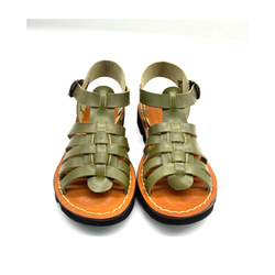 レディースカジュアル革靴　栃木レザーを使ったグルカサンダルＧＲＯＷＮＡＴＵＲＡＬＬＹ　　カーキ 2枚目の画像