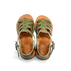 レディースカジュアル革靴　栃木レザーを使ったグルカサンダルＧＲＯＷＮＡＴＵＲＡＬＬＹ　　カーキ 4枚目の画像