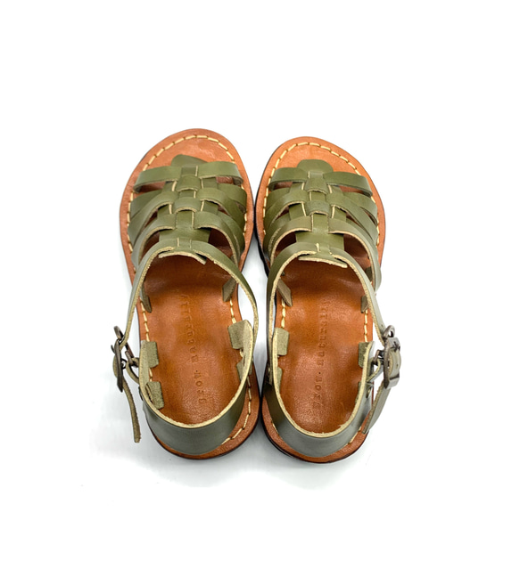 レディースカジュアル革靴　栃木レザーを使ったグルカサンダルＧＲＯＷＮＡＴＵＲＡＬＬＹ　　カーキ 4枚目の画像
