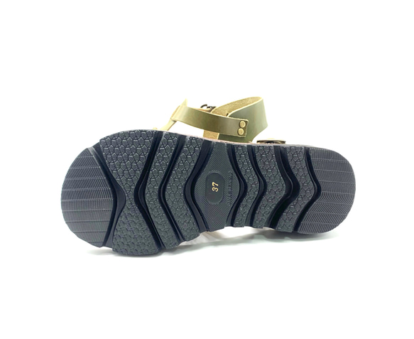 レディースカジュアル革靴　栃木レザーを使ったグルカサンダルＧＲＯＷＮＡＴＵＲＡＬＬＹ　　カーキ 6枚目の画像