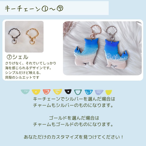 海を感じるキーチェーン マル型 キーホルダー レジンアート