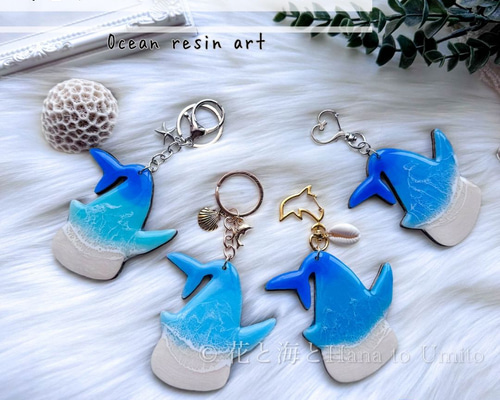 名入れ✳︎海色キーホルダー✳︎海レジンアート オーシャン