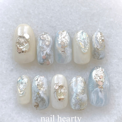 パープル　乳白色　ミルキー　ラメ　ネイルチップ　スキニー　揺れるチャーム 0_66d5588c676da0a7faf4b1ed9c50