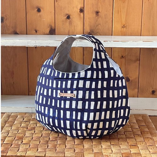 ハンドメイド♡ミナペルホネン♡sora check♡コロりんポシェット