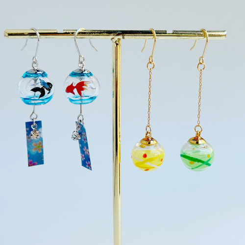 No.1271-B 琉球ガラス☆ピアス・イヤリング(スカイブルー) ピアス  