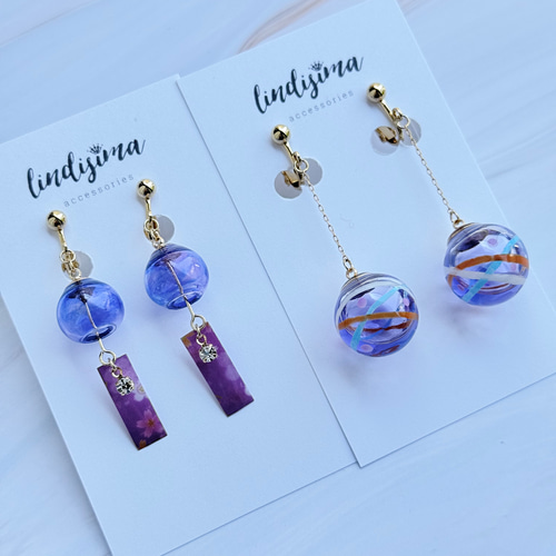 人気No.1 & 2／小さな風鈴&水風船の耳飾りセット 数量限定 ヨーヨー 夏  