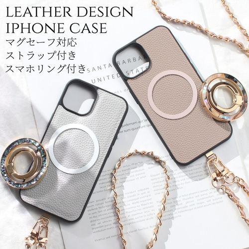 iphone ケース レザー リング付き マグセーフ 大人可愛い べっ甲 iphone ケース レザー リング付き マグセーフ 大人可愛い べっ甲