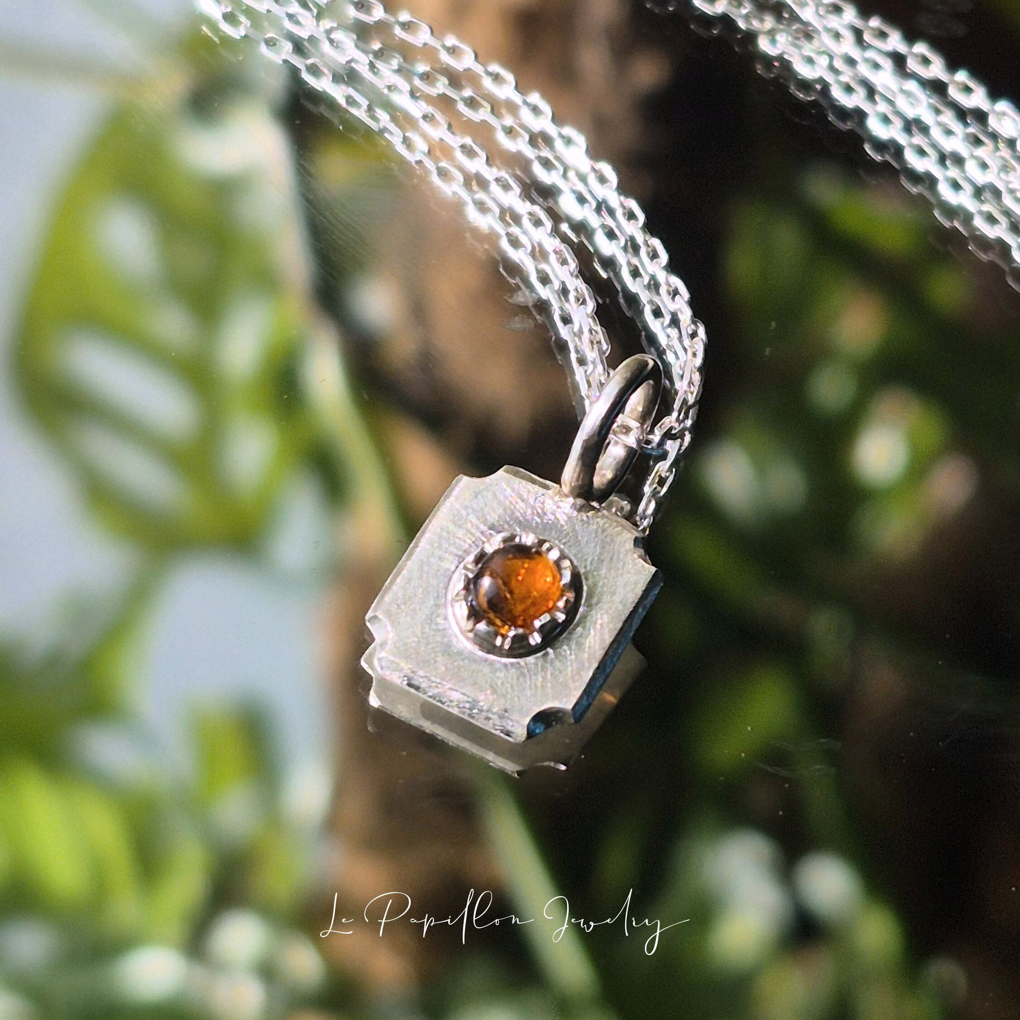 Cadre  オレンジトルマリン シルバーネックレス