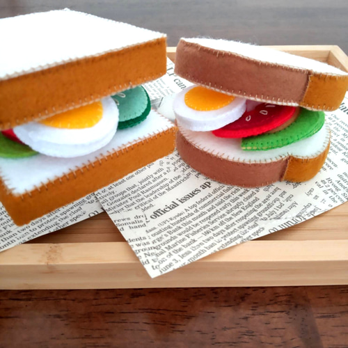 フェルトままごと 【オーダーページ】 トーストセット サンドイッチ フェルトままごと☆トースト&キッシュ&オープンサンドセット おもちゃ