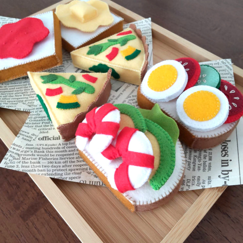 フェルトままごと☆トースト&キッシュ&オープンサンドセット おもちゃ