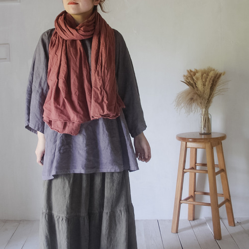 草木のcotton shaw 小豆色（あずきいろ）／インド茜染め - ストール