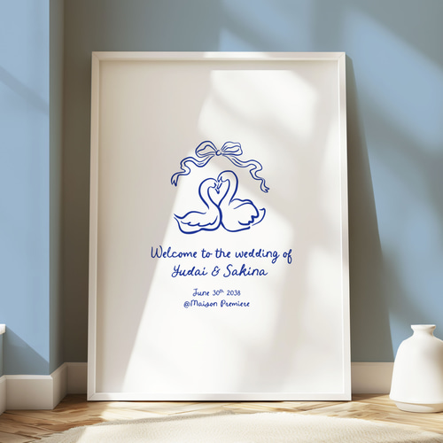 結婚式ウェルカムボード【白鳥】│ドリームコア パステル ドリーミー