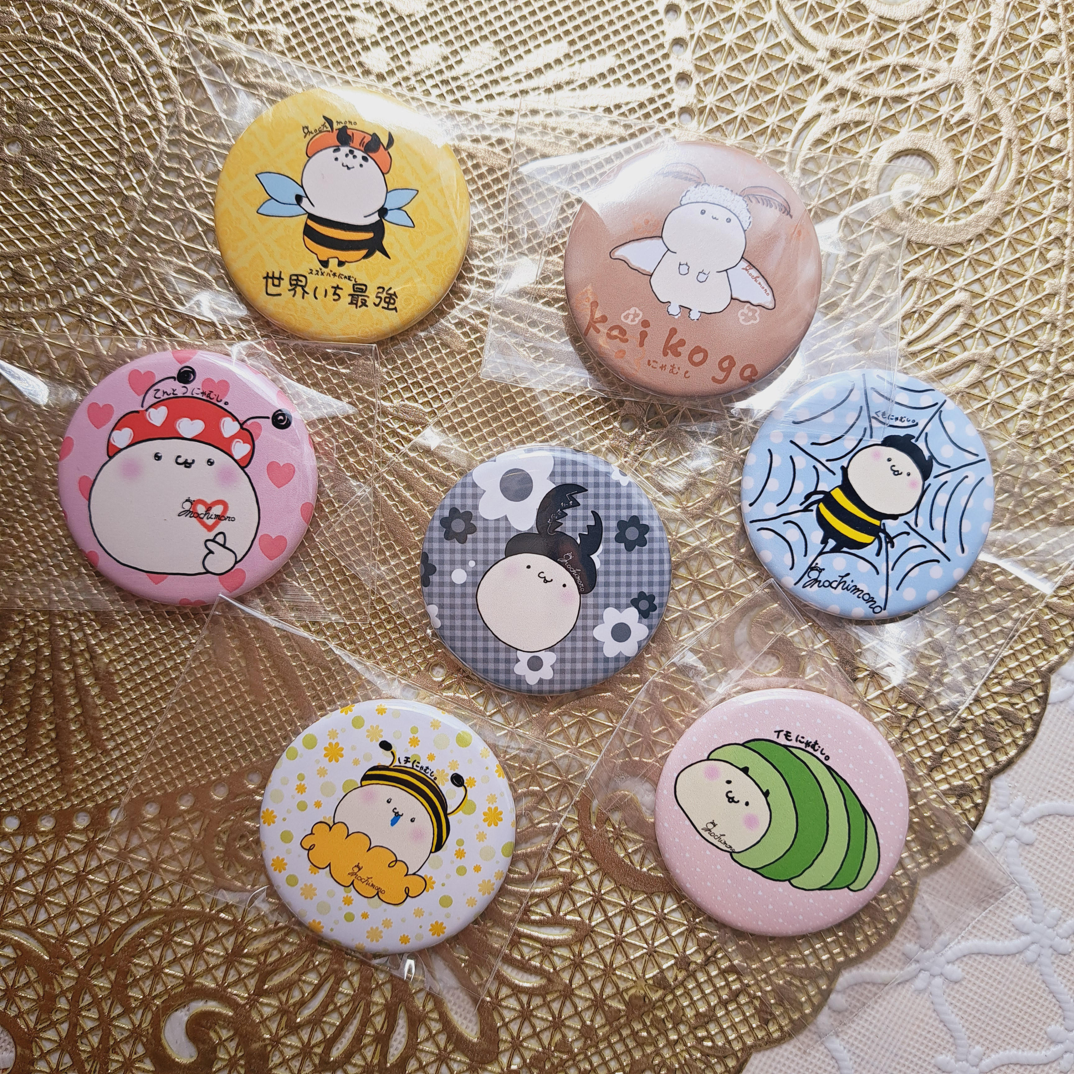 にゃむし缶バッジ～ランダムガチャ♡一回400にゃむし！ ピンバッチ