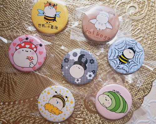 にゃむし缶バッジ～ランダムガチャ♡一回400にゃむし！ ピンバッチ