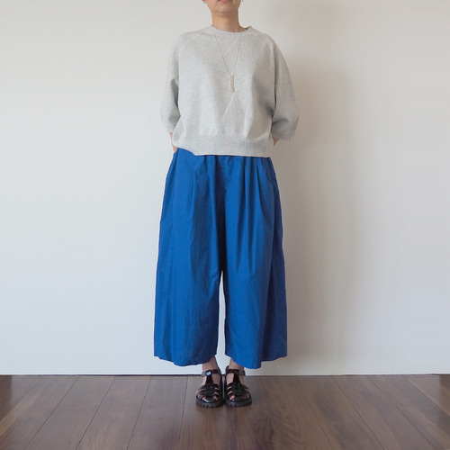 パンツ otkmama 新色】大人の ワイドカラーパンツ（ビタミンブルー） キュロット