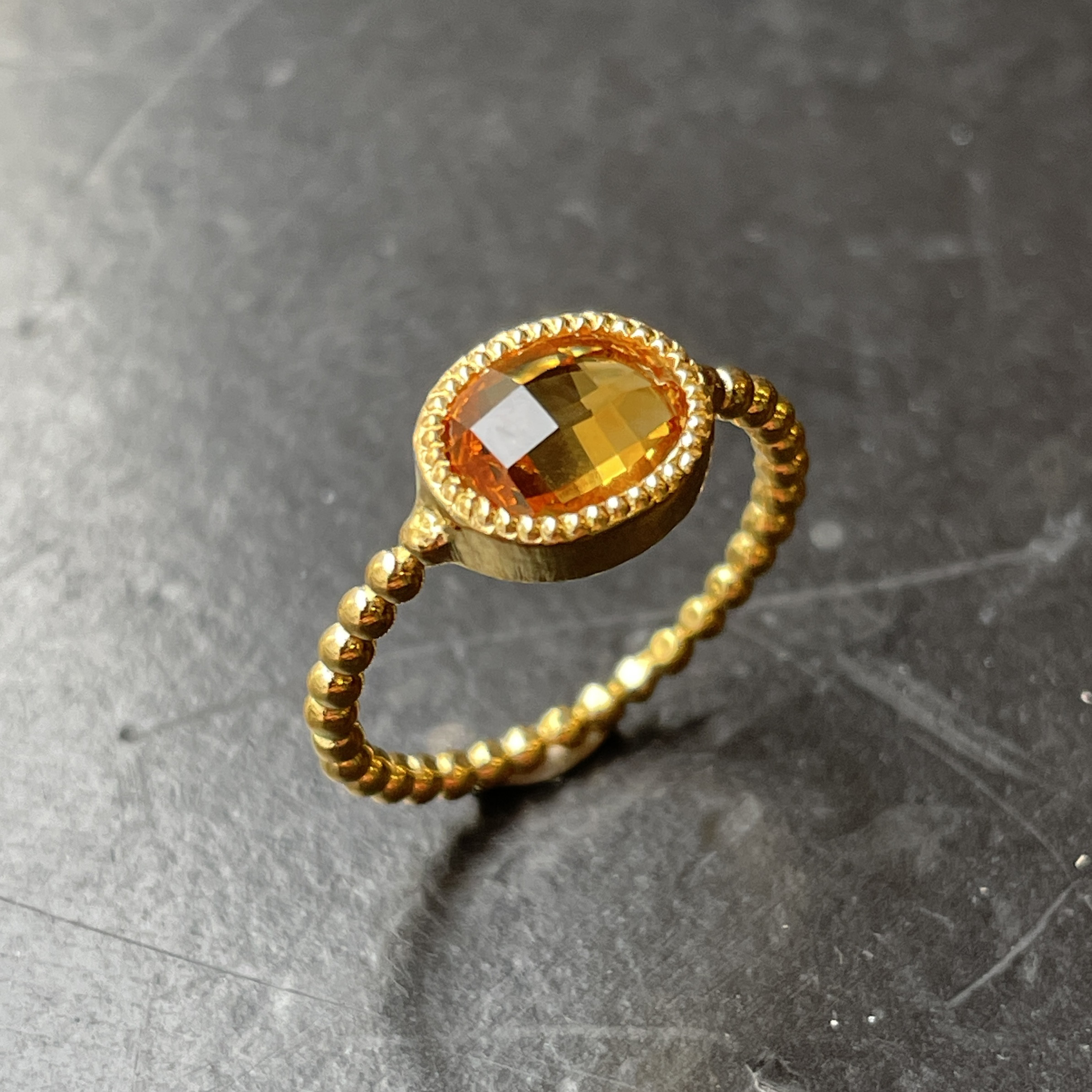 シトリン　オーバル　チェッカーカット　7×9　シルバーSV925リング