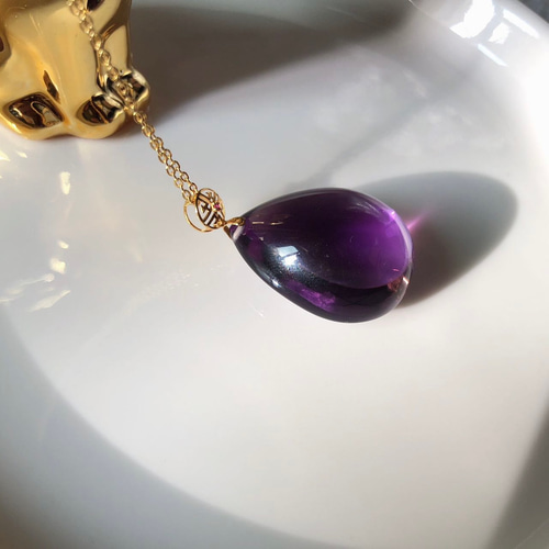 天然無処理 アメジスト ペンダント k18 No25 ネックレス・ペンダント