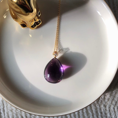 ⭐︎【天然】アメジスト ペンダントトップ k18 25x21 x10mm