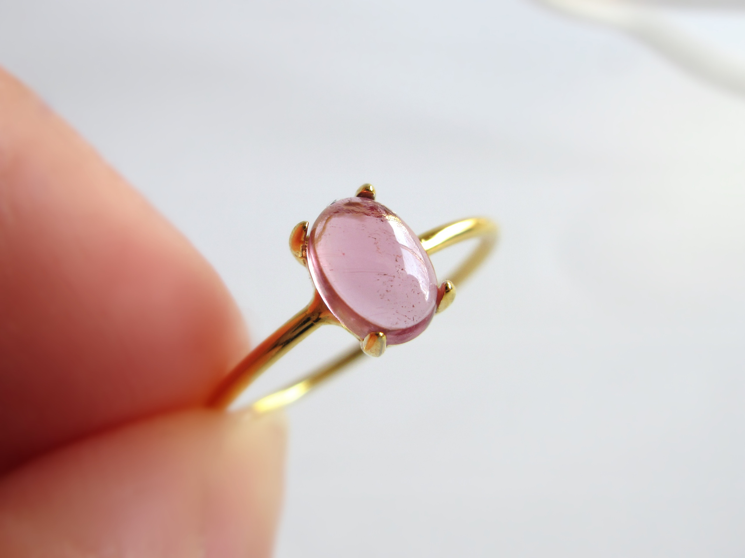 【10月の誕生石】6×4mm発色美「ピンクトルマリン」オーバルカボションリング