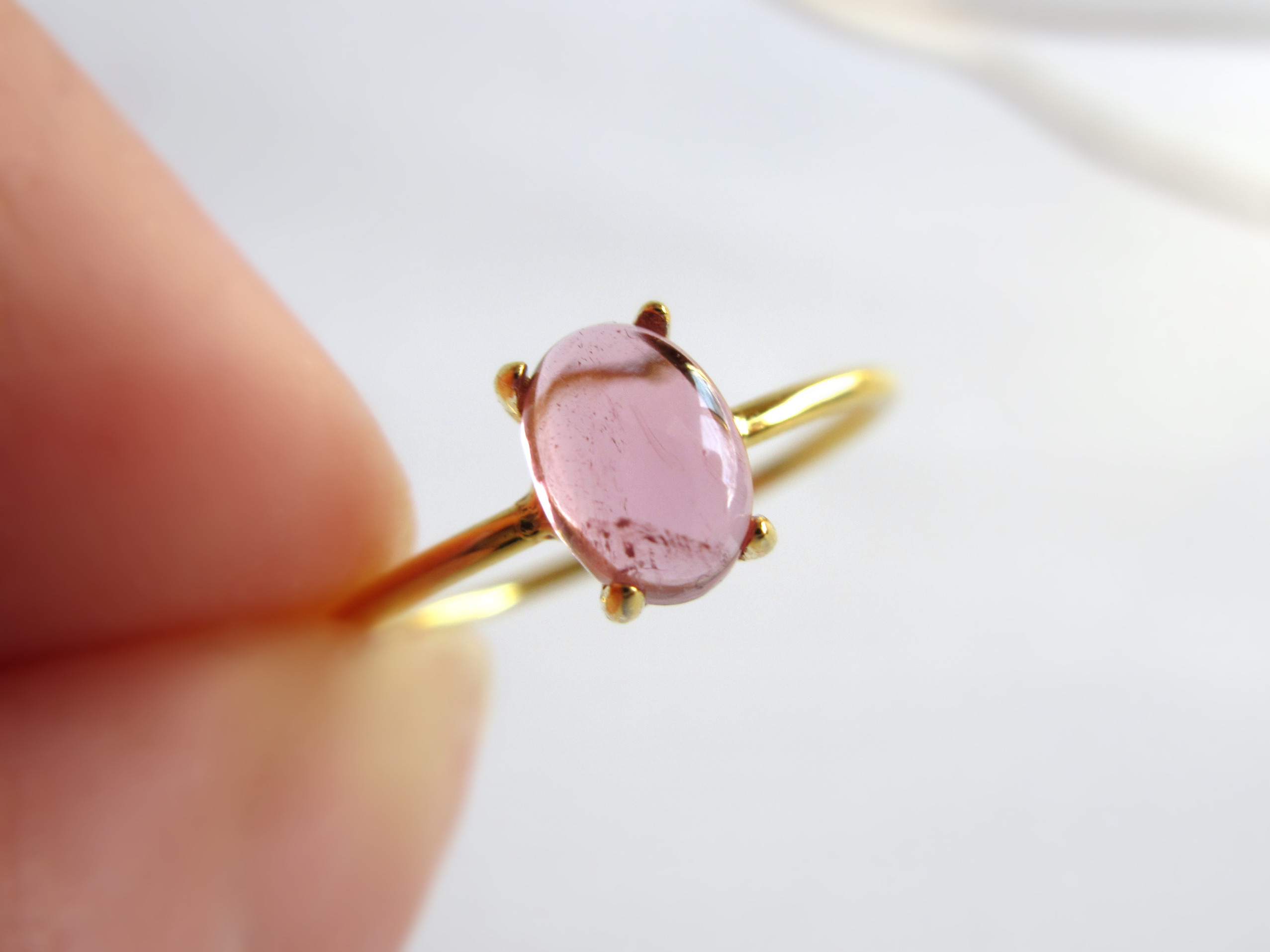 【10月の誕生石】6×4mm発色美「ピンクトルマリン」オーバルカボションリング