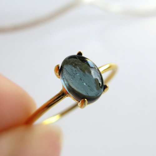 希少】6×4mm発色美「インディゴライトトルマリン」オーバルカボション