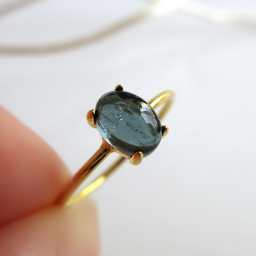 希少】6×4mm発色美「インディゴライトトルマリン」オーバルカボション