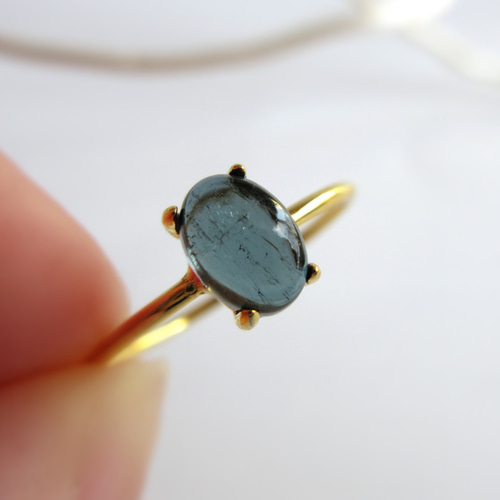 希少】6×4mm発色美「インディゴライトトルマリン」オーバルカボション