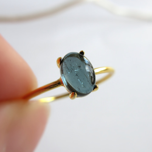 希少】6×4mm発色美「インディゴライトトルマリン」オーバルカボション