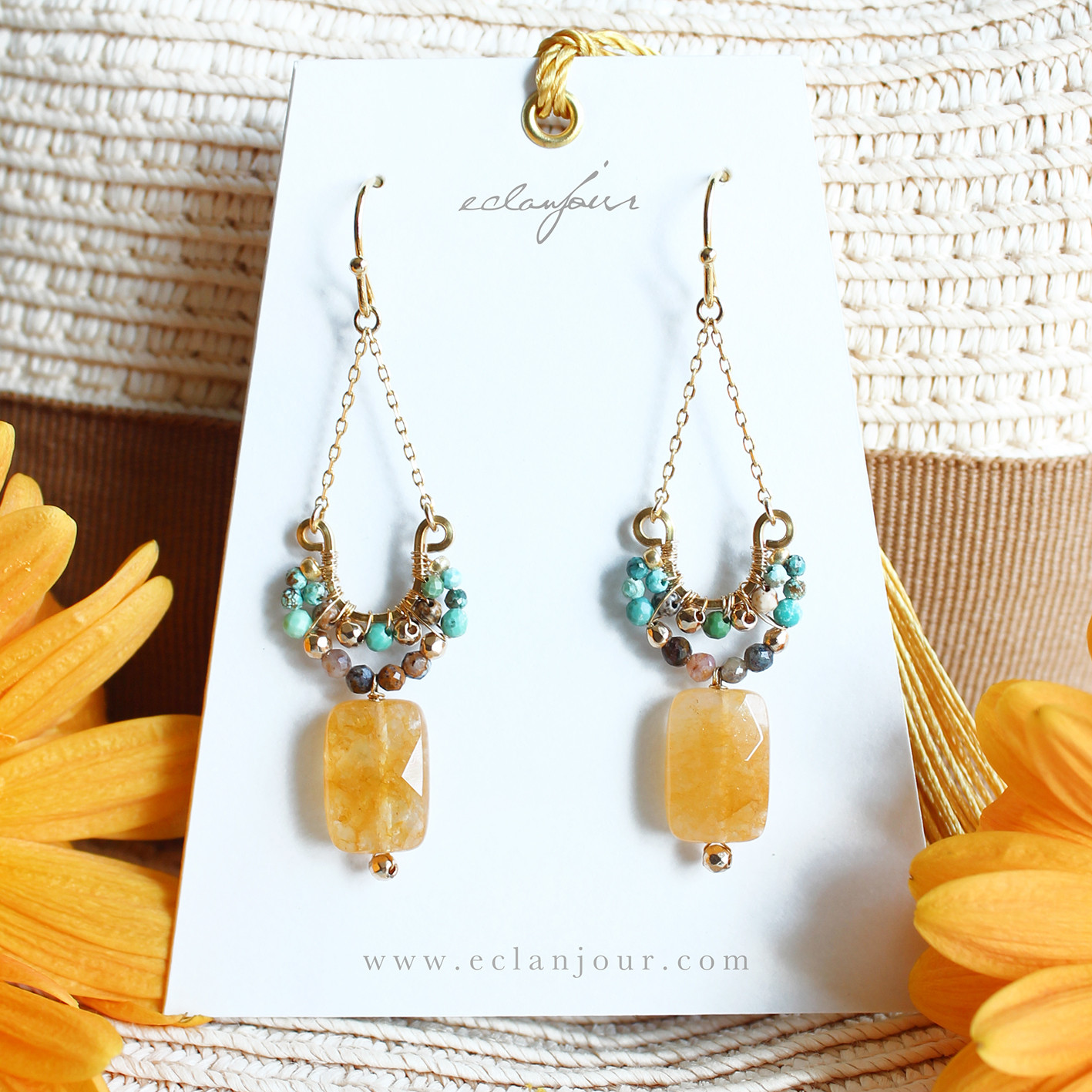 メディテレニアンイエローのピアス＆イヤリング【eclanjour】