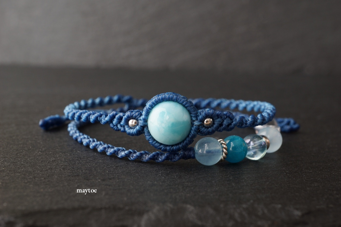ラリマーの二重マクラメブレスレット ～ sea ～