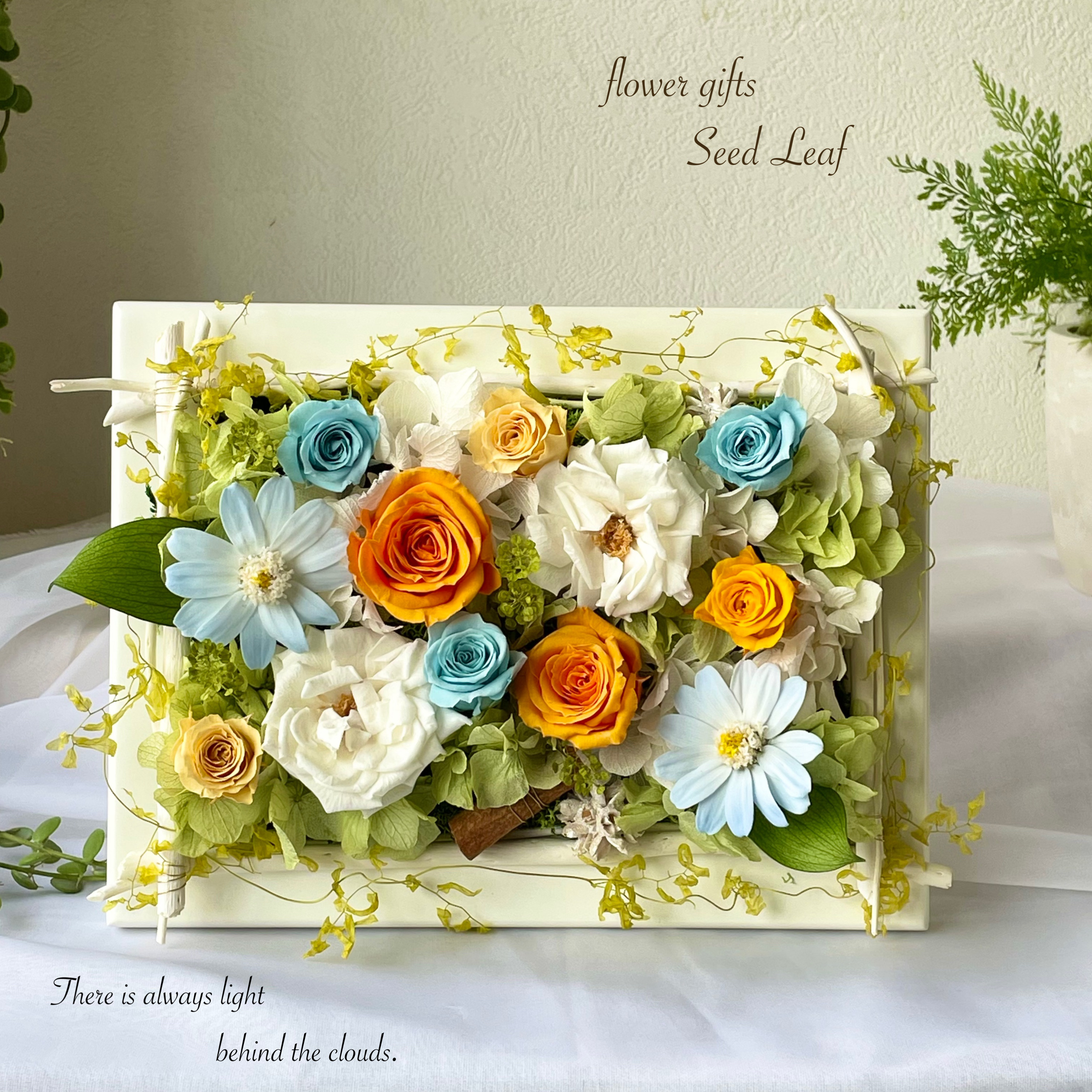 オレンジローズのナチュラルフラワーボード