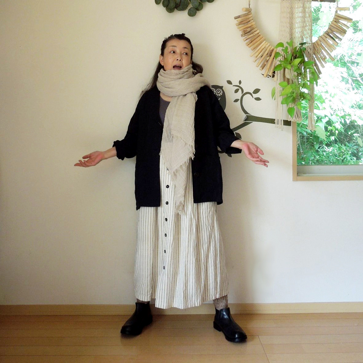 bighug 手織りストライプスカート