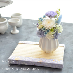 お供え花＆ミニ畳set〖青海波桜×ホワイトブルー〗｜ペット供養・手元供養・お仏壇用・お悔やみの贈り物 2枚目の画像