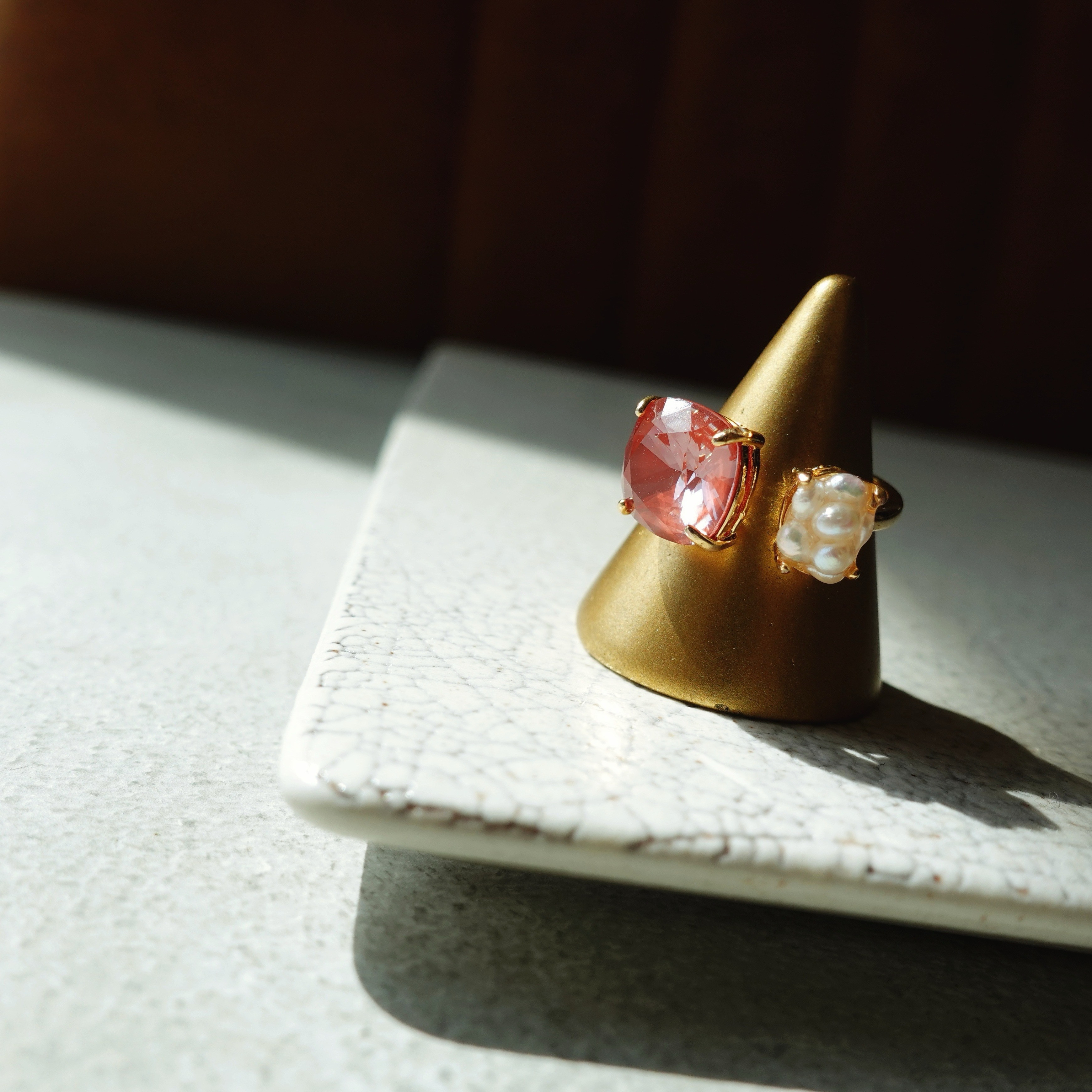 ルージュ  Éclat ring（エクラリング）   /オープンリング フリーサイズ 春夏 ピンクオレンジ