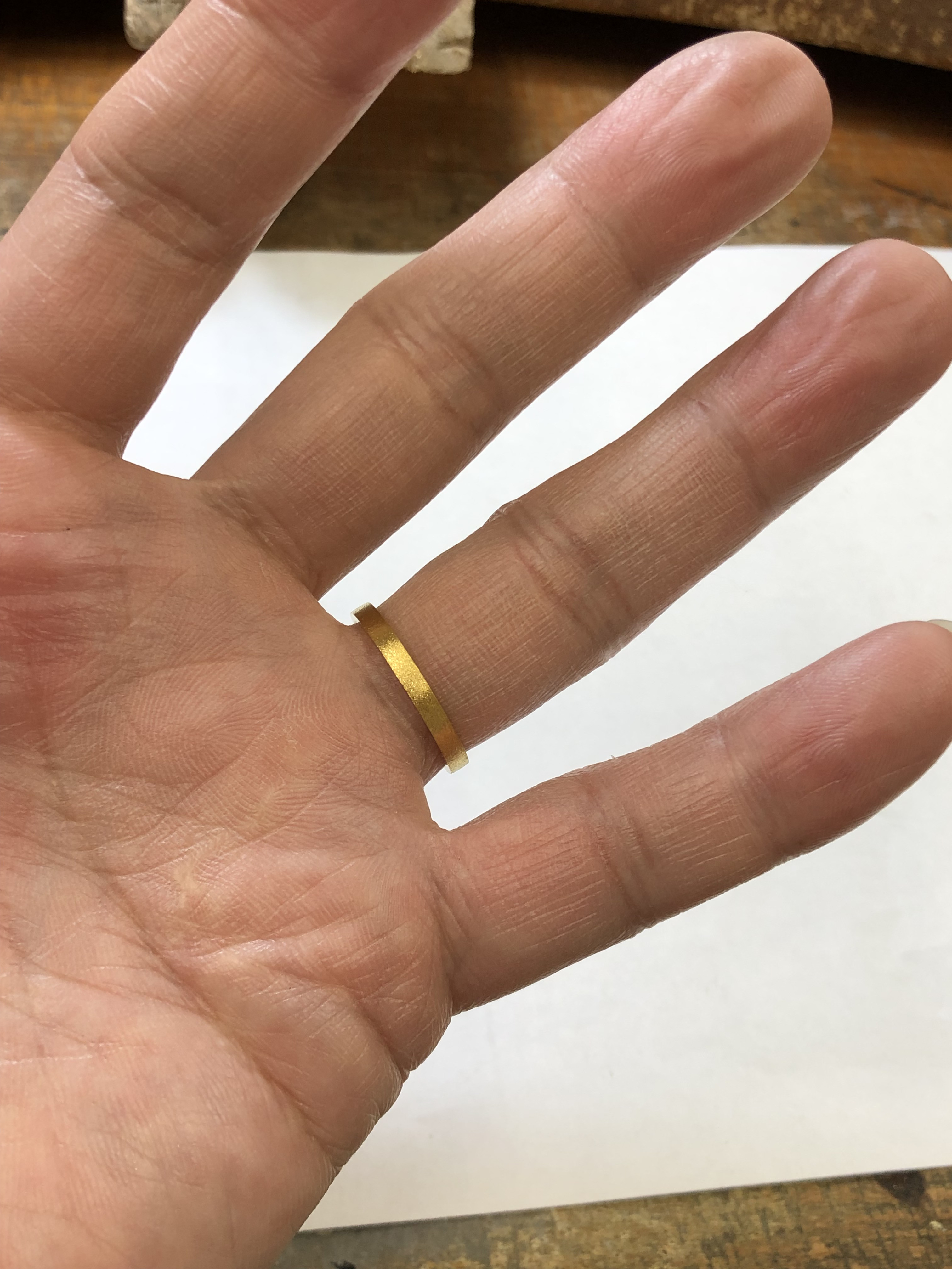 K24 純金　幅2.2mm 平打ちリング　指輪　シンプルリング　艶消し