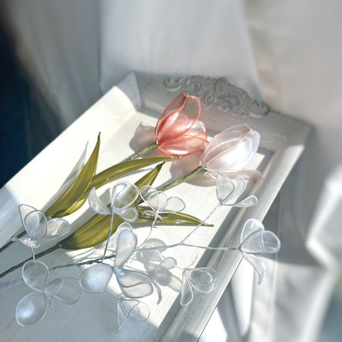 お得なブーケ】チューリップとかすみ草のプチブーケ 3本 b2026