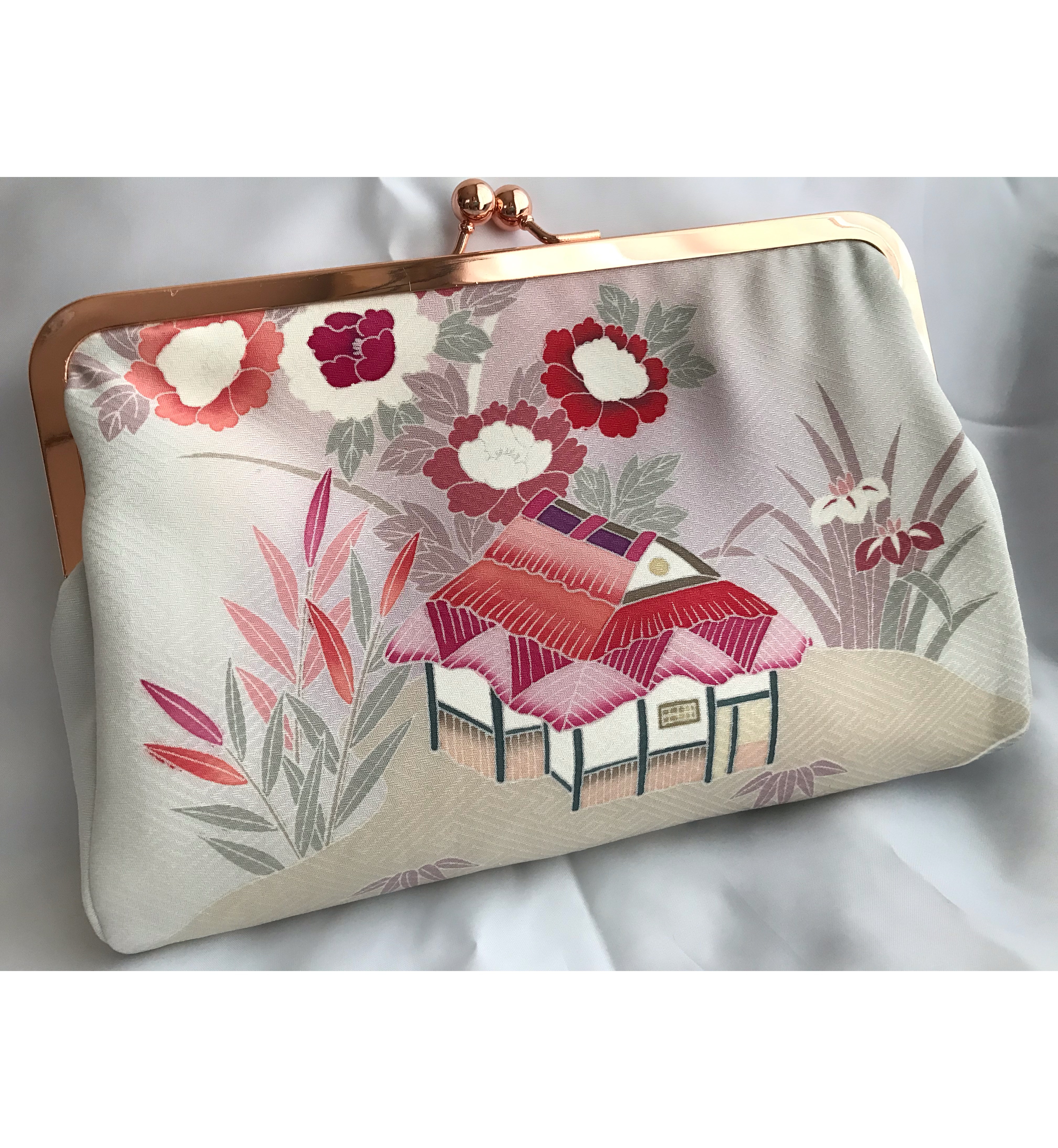 1★訪問着★着物リメイク★がま口クラッチバッグ★一点物