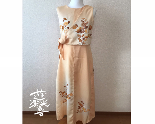 113☆訪問着☆着物リメイク☆ワンピース☆M☆一点物☆ ワンピース 4