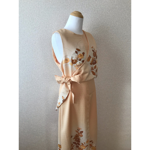 113☆訪問着☆着物リメイク☆ワンピース☆M☆一点物☆ ワンピース 4