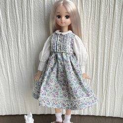リカちゃん オビツ22 22cmドール服 青い花柄のワンピース その他