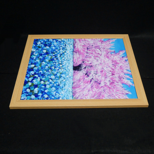 油絵 油彩 油彩画 絵 絵画【桜とネモフィラ】 油絵 油彩 油彩画 絵 絵画 【桜とネモフィラ】 絵画 HR 通販