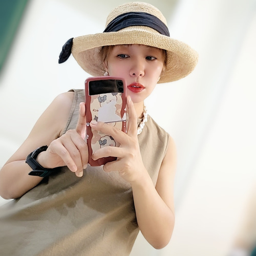 ハンドメイド極細ラフィアハット～フレンチシックな蝶リボンが夏の装い