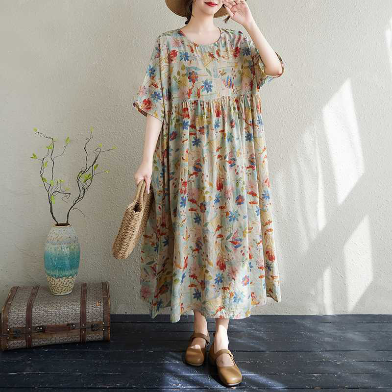 ロマンチックでゆったりしたプリントスカート