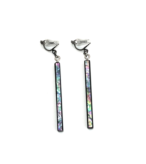 漆と貝の揺れる螺鈿イヤリング5cm イヤリング・ノンホールピアス Atsu