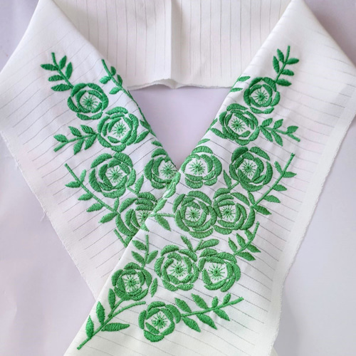 アンティーク復刻 巻き薔薇刺繍半衿 絽 夏もの ※限定数 和装小物