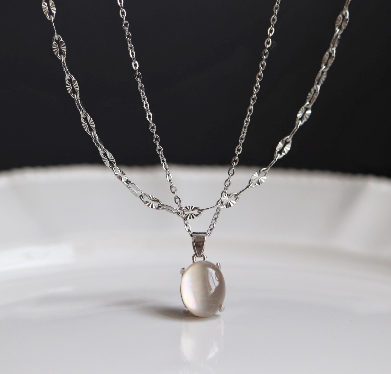 2点セット＊スモーキークォーツとペタルチェーンネックレスセット