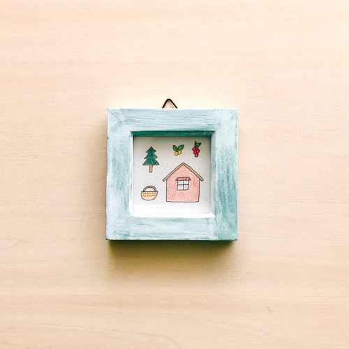 送料無料 手描きイラスト ミニ額4点 送料無料 手描きイラスト ミニ額4点