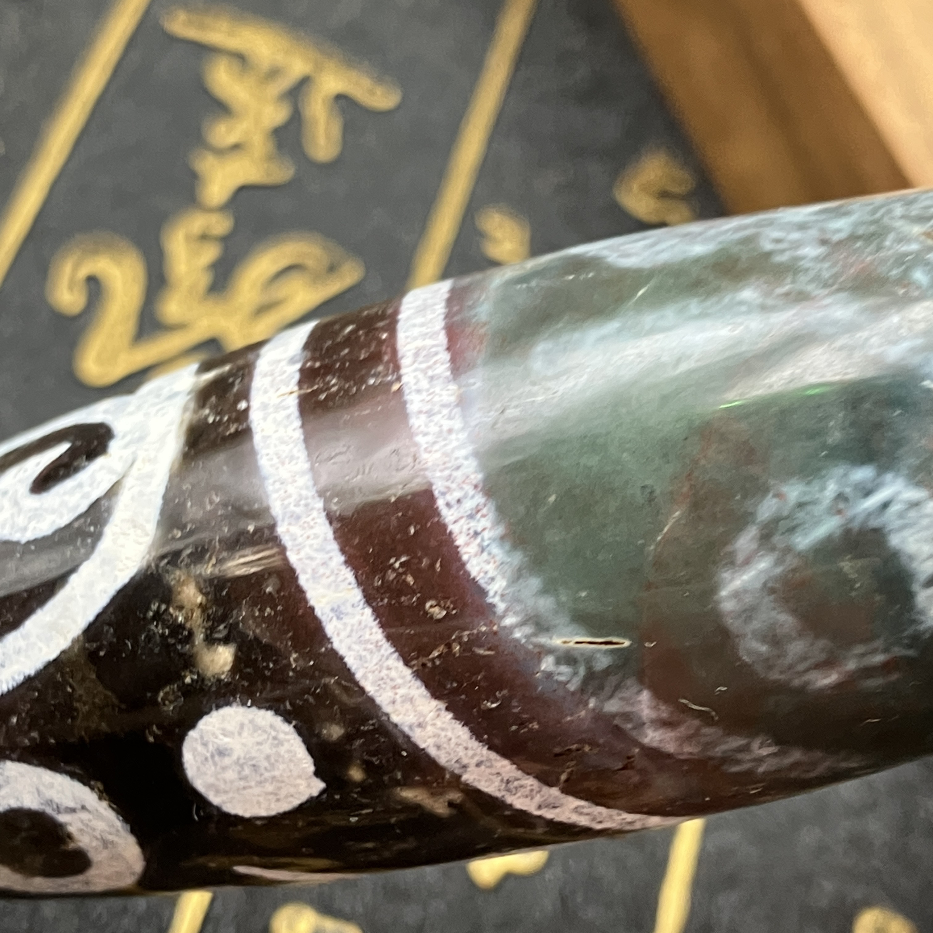 【象雄朱砂天珠】ネックレス 大黑天 星辰天珠 ★赤砂•綠砂