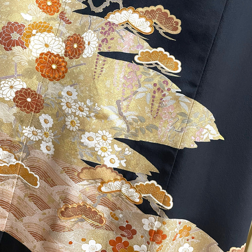 送料無料 着物 リメイク ゆったりなのにほっそりスタイル良く見える 花