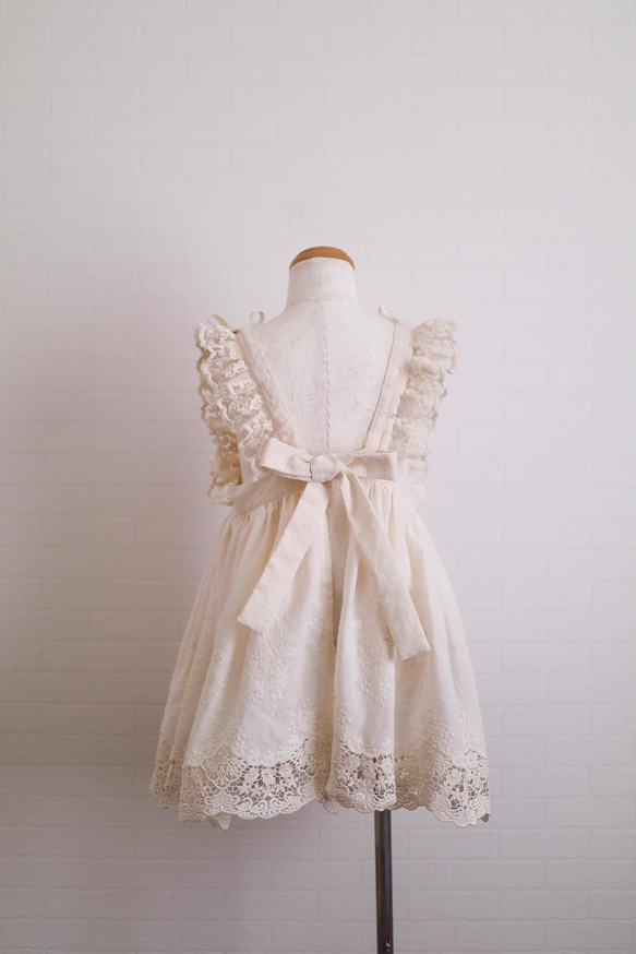 Ribbonエプロン被布《ホワイト》七五三/着物/被布 5枚目の画像